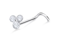 Stone Studded Clubs Silver Curved Nose Stud NSKB-92